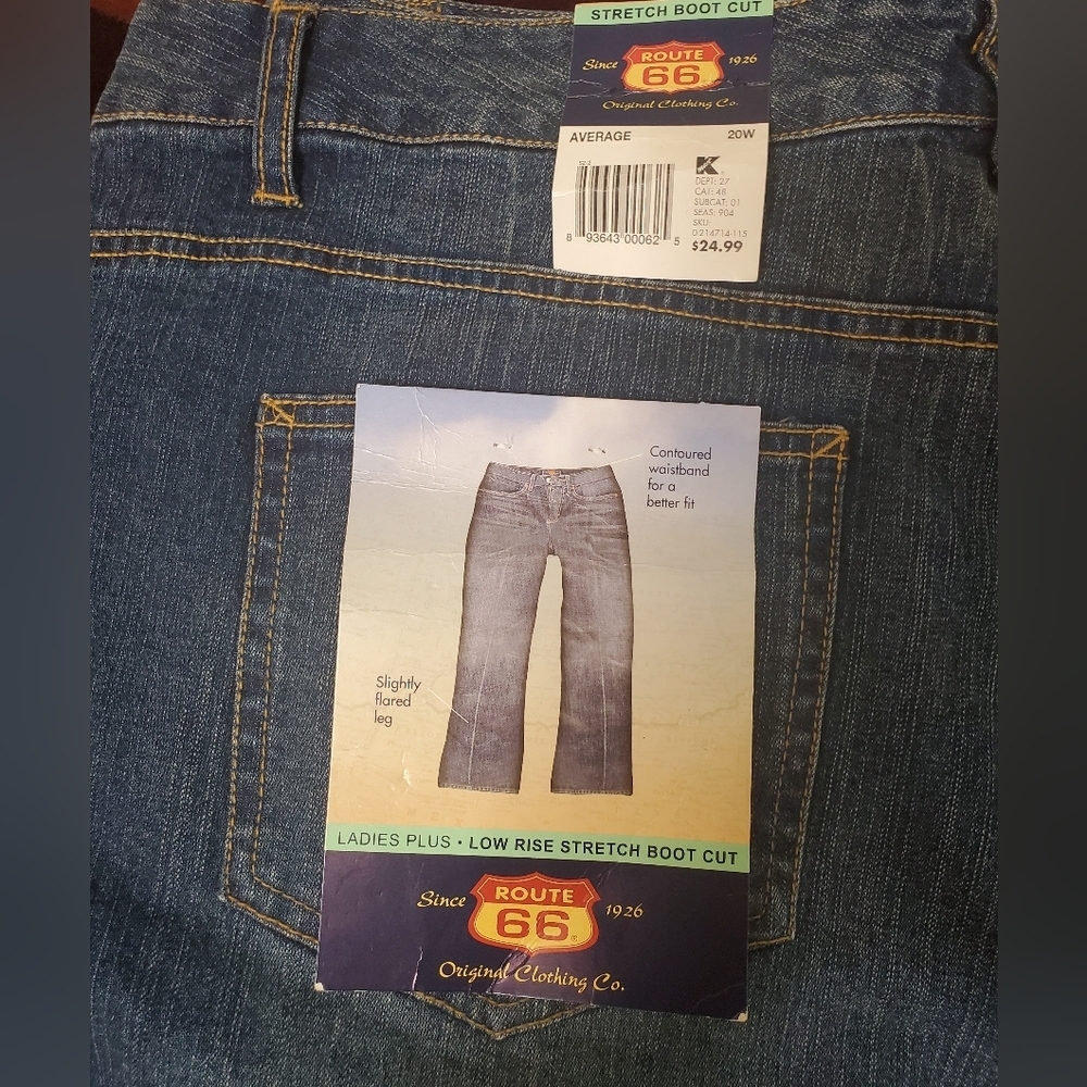 Route 66 Low Rise Boot Cut Strech Blue Jeans Size 20W Flared Leg. - Picture 2 of 6